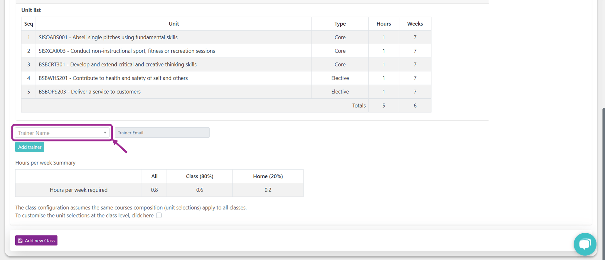 How to Add Classes and Request Unit Changes